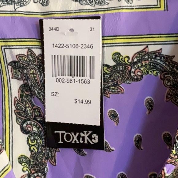 Purple Multicolor Paisley Print V Neck Babydoll Blouse - Picture 3 of 4